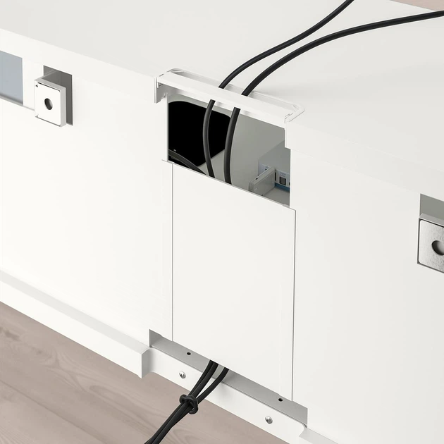 Тумба под ТВ IKEA БЕСТО, с дверцами, белый, Хедевикен парит дуб, 180x42x38 см, 594.217.96 - изображение 6