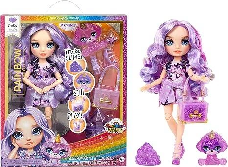 Лялька Rainbow High Violet Slime Kit & Pet - Рейнбоу Хай Вайолет (фіолетовий) з набором слизу та Вихованцем (503422) - зображення 3