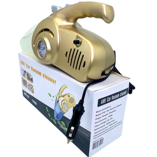 Автомобільний пилосос з компресором 4в1 Vacuum Cleaner компактний з манометром насадками та підсвічуванням - зображення 6