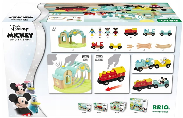 Ігровий набір Brio World Micky Maus - Дерев'яний потяг зі станцією (7312350322927) - зображення 1