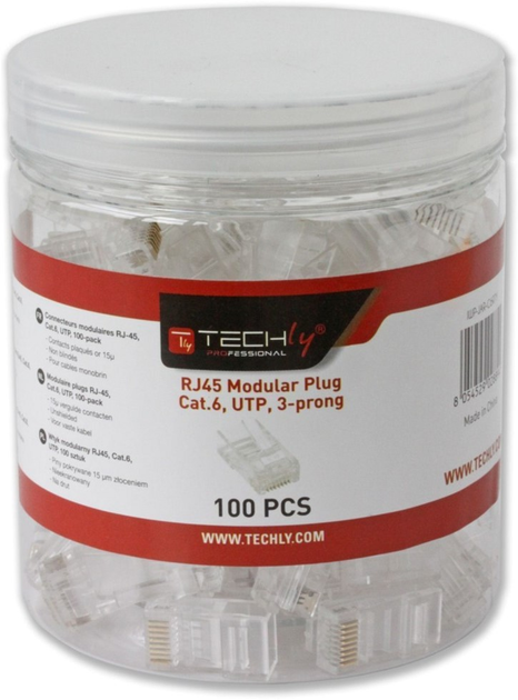 Конектор TECHly RJ-45 Cat.6 8P8C UTP 100 шт. (8057685028894) - зображення 3