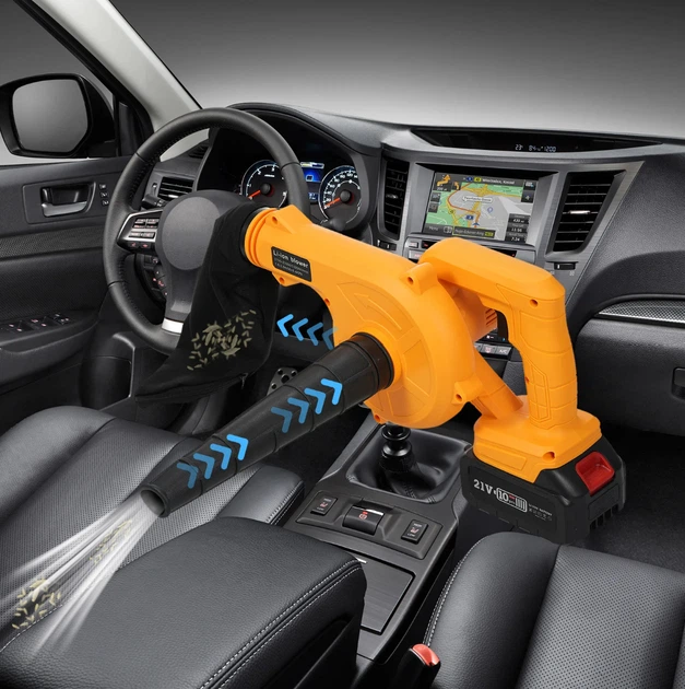 Повітродувка-пилосос 2в1 акумуляторна 24V/1300мАч садовий пилосос для очищення саду та будинку Жовтий - зображення 8