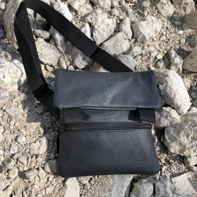 Тактическая кожаная сумка с кобурой, мужской мессенджер, барсетка - черный слинг, мужская сумка через WN-386 плечо кожа - изображение 1