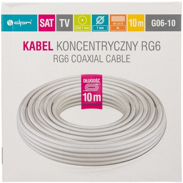Коаксіальний кабель DPM RG6 1 мм CCA 10 м (5903876658304) - зображення 4