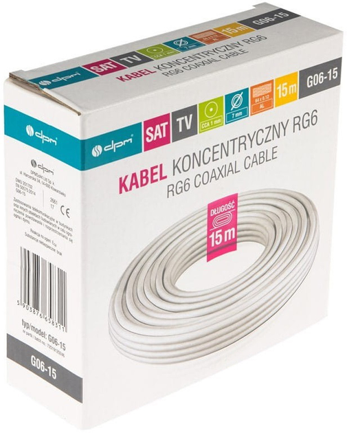 Kabel koncentryczny DPM RG6 1 mm CCA 15 m (5903876658311) - obraz 3