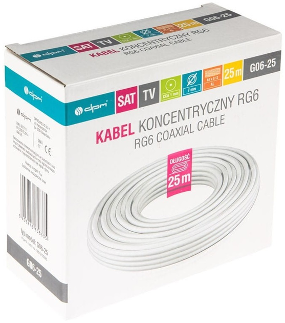 Kabel koncentryczny DPM RG6 1 mm CCA 25 m (5903876658335) - obraz 3