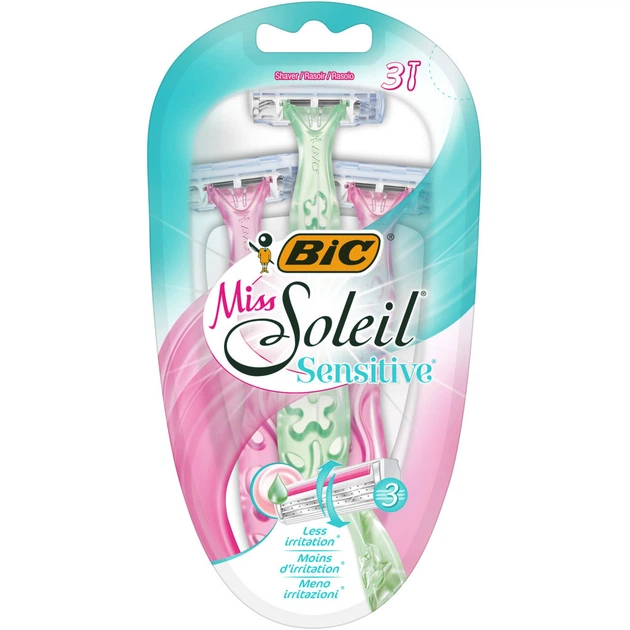 Бритва Bic Miss Soleil Sensitive 3 шт. (3086123519176) - Фото 1 Бритва Bic Miss Soleil Sensitive 3 шт. (3086123519176) - изображение 1