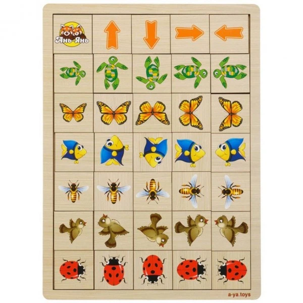 Деревянная настольная игра "Укажите направление - 2" Ubumblebees (ПСФ007) PSF007 пазл-сортер - изображение 2