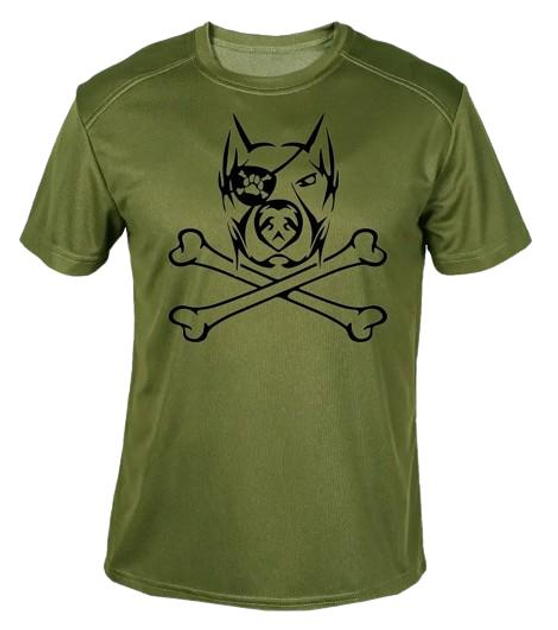 Футболка потовідвідна армійська ЗСУ з принтом "Собака пірат з кістками" в оливі XXL - зображення 1