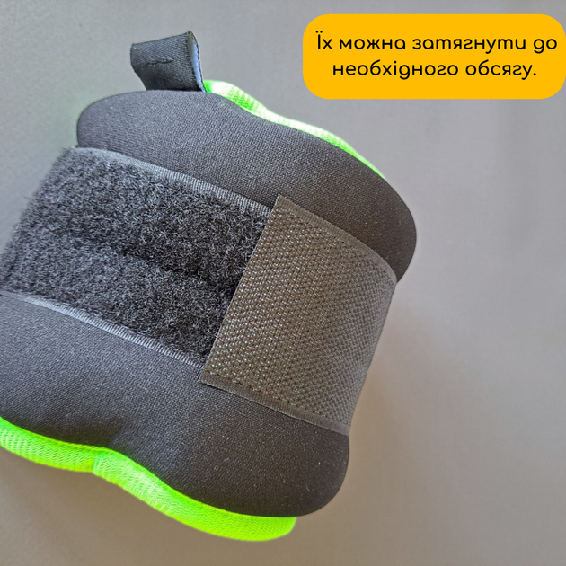 Манжеты утяжелители грузики для рук и ног 2 шт по 2 кг утяжелители для тренировок фитнеса бега черный-зеленый АН132-4 - изображение 2