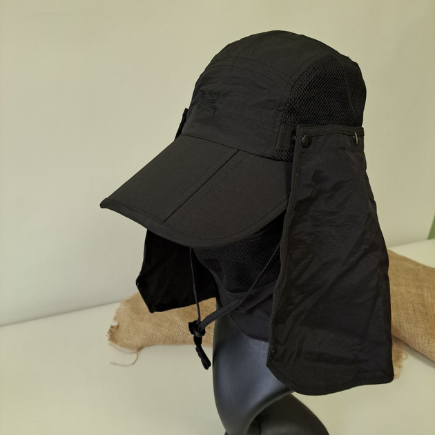 Кепка с защитой тактическая шляпа от УФ-лучей с защитой шеи от солнца рыболовная кепка ARCTERYX черная ( АН-1625) - изображение 1
