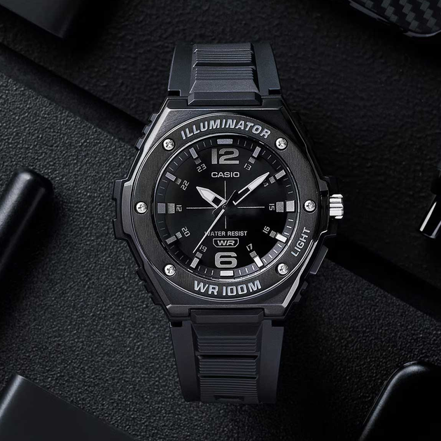 Наручные мужские часы Casio черные классические водонепроницаемые