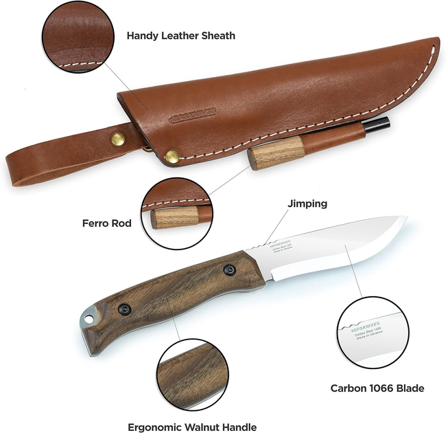 Компактный охотничий Нож из Углеродной Стали HK1 CSHF BPS Knives - Нож для рыбалки, охоты, походов - изображение 2