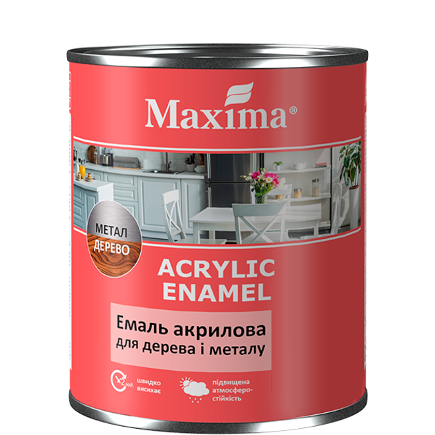 Эмаль акриловая для дерева и металла Maximа белая глянцевая 0.75 л ...