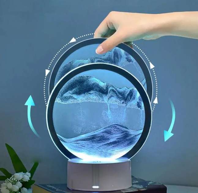 Настольная LED лампа ночник RGB Песочные часы 3D Grant Огонек - изображение 5