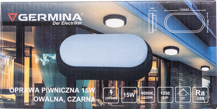 Oprawa kanałowa Germina 15W 4000K IP54 czarna (GW-0039) - obraz 5