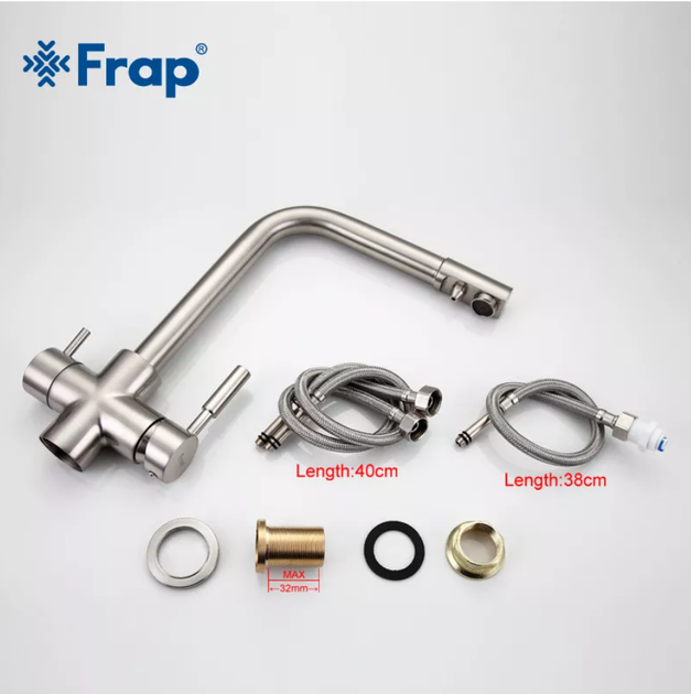 Змішувач для кухні Frap F4352-5 з підключенням до фільтру, сатин - зображення 6