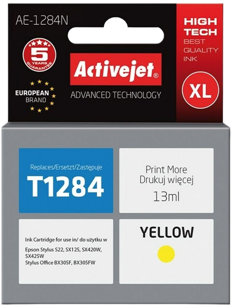 Картридж Activejet для Epson T1284 Supreme 13 мл Yellow (AE-1284N) - зображення 1
