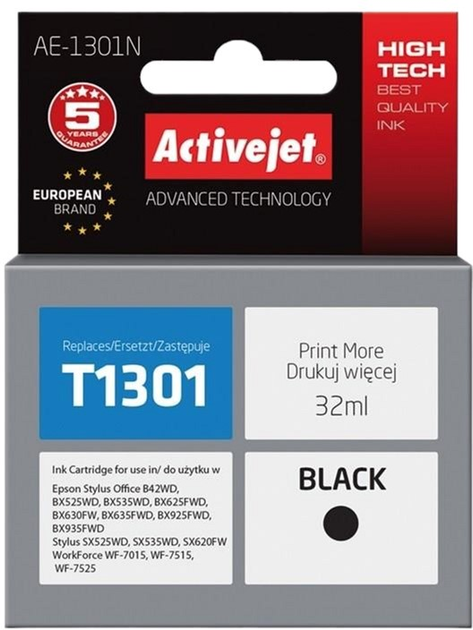 Картридж Activejet для Epson T1301 Supreme 32 мл Black (AE-1301N) - зображення 1