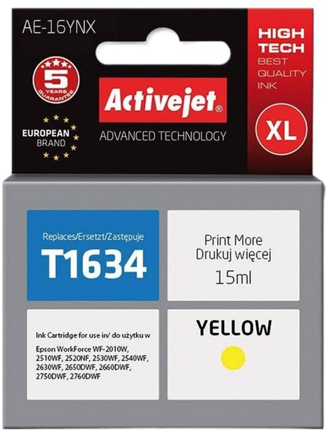 Картридж Activejet для Epson 16XL T1634 Supreme 15 мл Yellow (AE-16YNX) - зображення 1