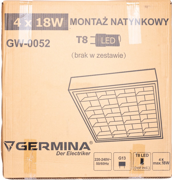 Oprawa rastrowa natynkowa Germina dla lamp LED 4 x 18 W (GW-0052) - obraz 5