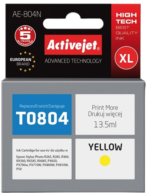 Картридж Activejet для Epson T0804 Supreme 13.5 мл Yellow (AE-804N) - зображення 1