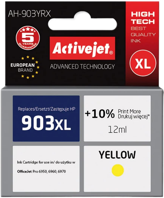 Tusz Activejet do AH-903YRX HP 903XL T6M11AE Premium 12 ml Yellow (AH-903YRX) - obraz 1