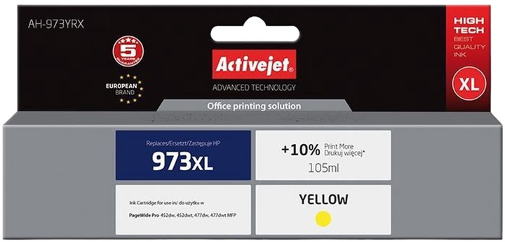 Tusz Activejet do HP 973XL F6T83AE Premium 105 ml Yellow (AH-973YRX) - obraz 1