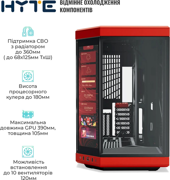 Корпус Hyte Y70 Touch Black-Red (CS-Hyte-Y70-BR-L) - зображення 4