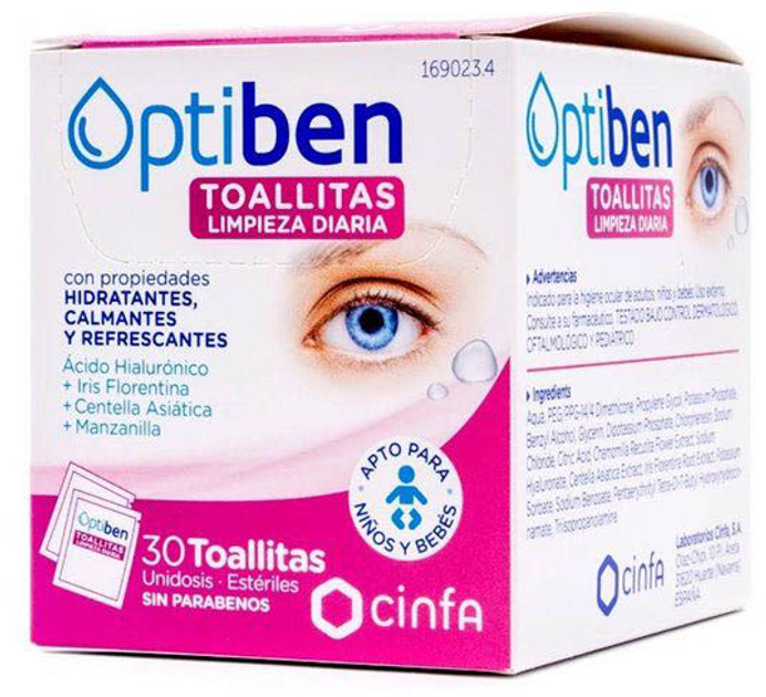 Серветки Optiben для гігієни повік та зони навколо очей 30 шт (8470001690234) - зображення 1