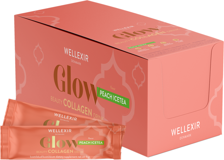 Дієтична добавка Wellexir Glow Beauty Drink Peach Ice Tea Box 50 шт (5714720931036) - зображення 1