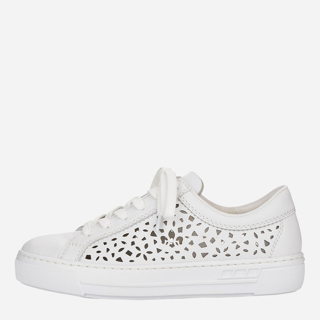 Sneakersy damskie ze skóry naturalnej RIEKER L8831-80 36 23.7 cm Białe (4060596275028) - obraz 4