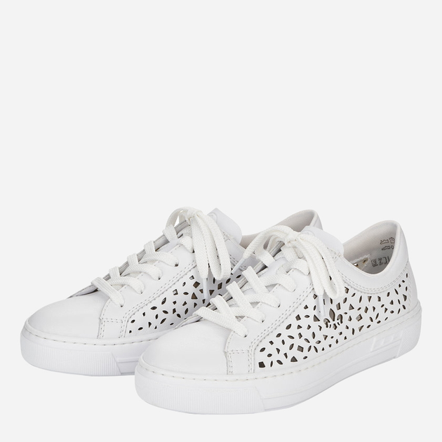 Sneakersy damskie ze skóry naturalnej RIEKER L8831-80 39 25.5 cm Białe (4060596275059) - obraz 3