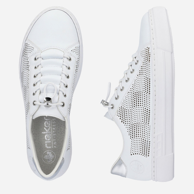 Sneakersy damskie z eko skóry RIEKER L9853-80 36 23.7 cm Białe (4061811383207) - obraz 7