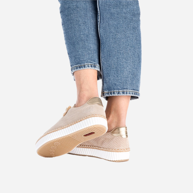 Sneakersy damskie RIEKER M2940-60 40 26.1 cm Beżowe (4061811392001) - obraz 4
