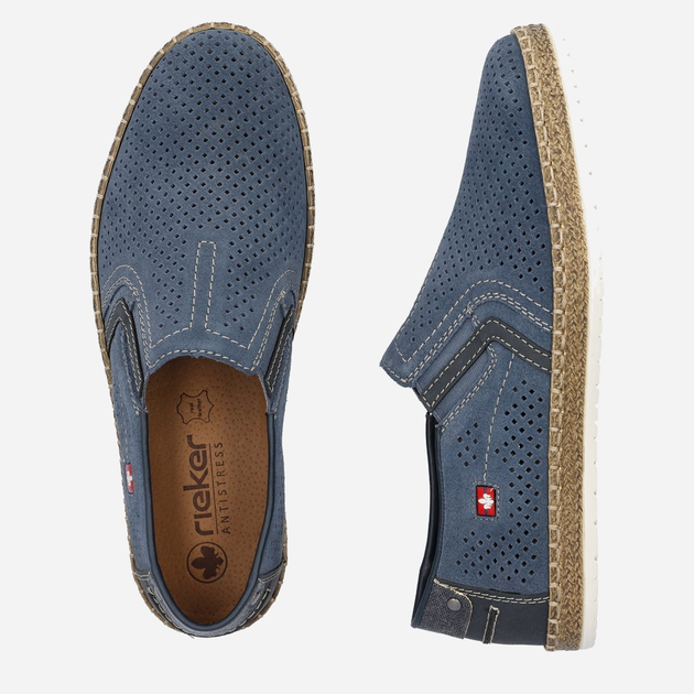 Espadryle męskie RIEKER B5297-12 40 26.1 cm Niebieskie (4061811314188) - obraz 7