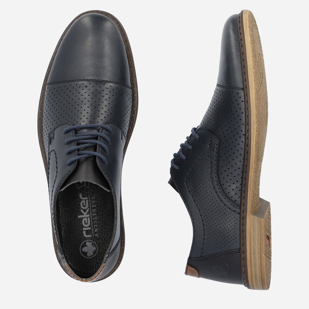 Buty derby męskie RIEKER 13431-14 43 28 cm Granatowe (4061811350261) - obraz 7