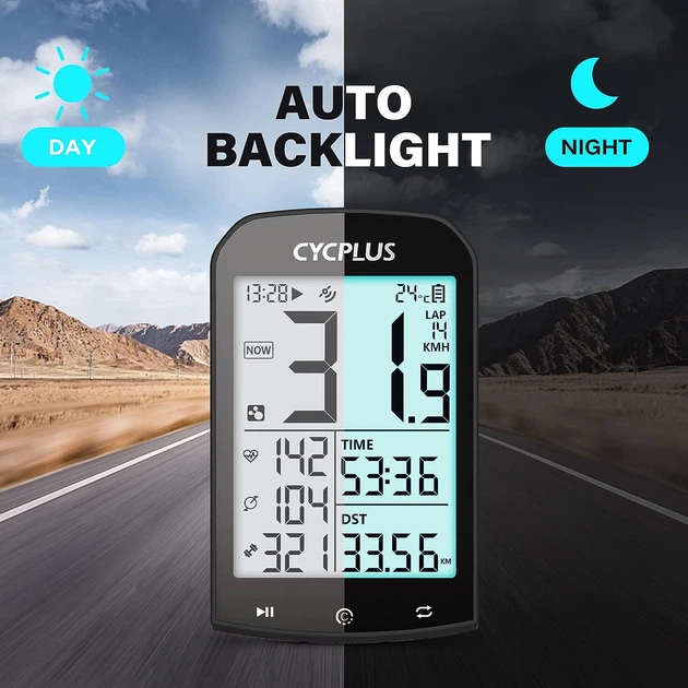 Велокомп'ютер GPS Cycplus M1 з підсвічуванням, Bluetooth 5.0, ANT+ - Фото 6 Велокомп'ютер GPS Cycplus M1 з підсвічуванням, Bluetooth 5.0, ANT+ - зображення 6