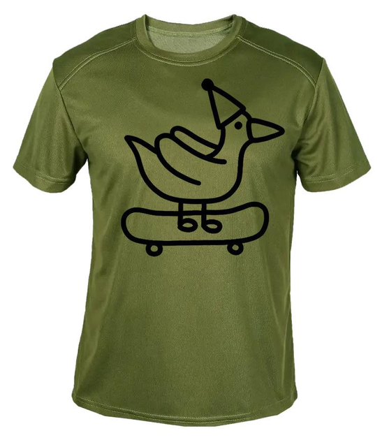 Футболка потоотводящая военная ВСУ с принтом "Утка на скейте" в оливе M - изображение 1