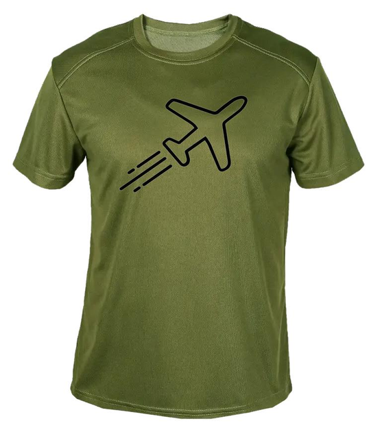 Футболка потоотводящая военная ВСУ с принтом "Самолет" в оливе L - изображение 1