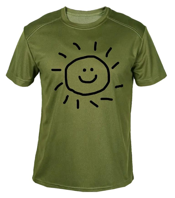 Футболка потоотводящая военная ВСУ с принтом "Сонце" в оливе L - изображение 1