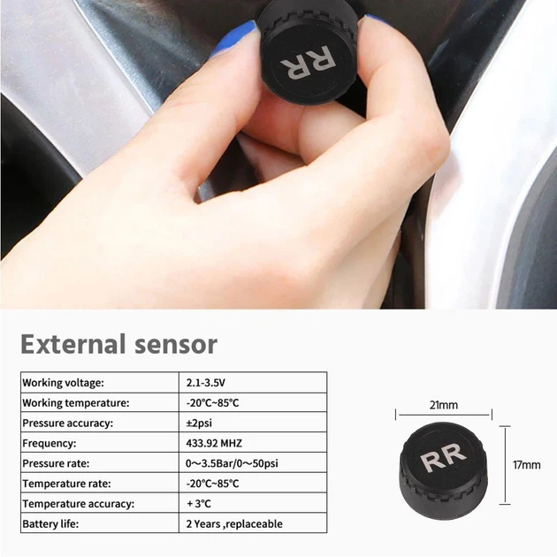 TPMS система контроля температуры и давления воздуха в шинах для Авто с солнечной панелью - изображение 5