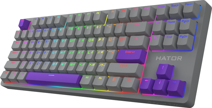Клавіатура дротова HATOR Rockfall 2 Autograph Edition Mecha TKL Aurum Choco USB Titanium (HTK-526) - зображення 3
