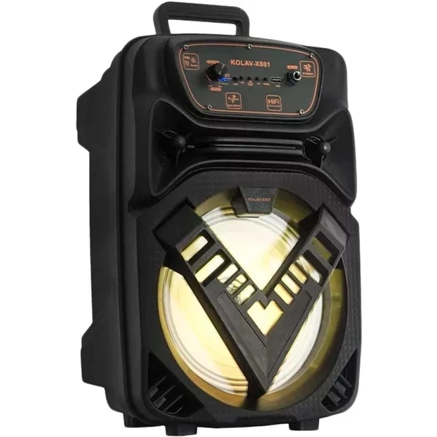 Портативна Bluetooth Колонка KOLAV-X801 (FM-радіо, USB, AUX) Black - изображение 2