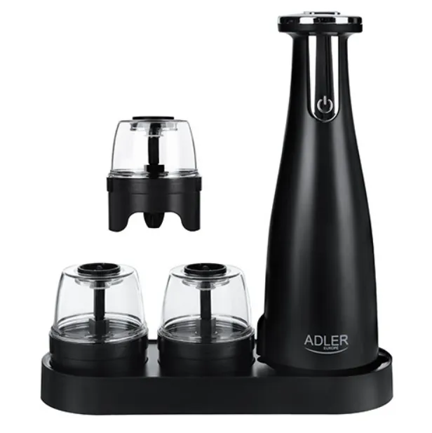 Набір із 3 млинів для спецій Подрібнювач Adler AD 4449 USB black - зображення 2