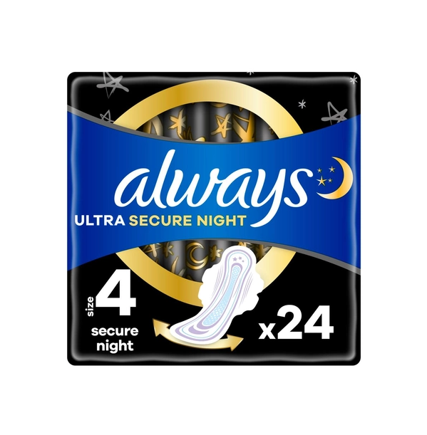 Прокладки Always Ultra квадро Secure Night 24 шт (8006540093764) - Фото 1 Прокладки Always Ultra квадро Secure Night 24 шт (8006540093764) - изображение 1