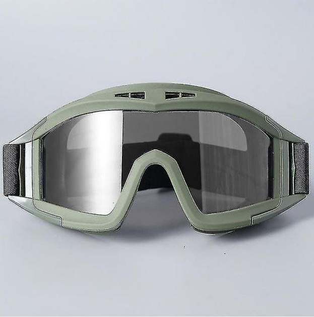 Захисні окуляри для страйкболу від вітру та пилу з 3-ма лінзами Green - зображення 1