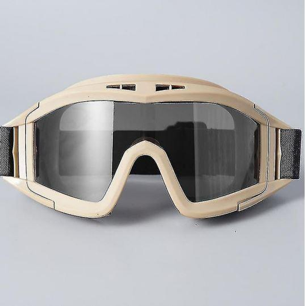 Защитные очки для страйкбола от ветра и пыли с 3-мя линзами Yellow - изображение 1