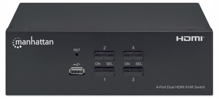 KVM-перемикач Manhattan 4-портовий Dual-Monitor HDMI (153539) - зображення 1