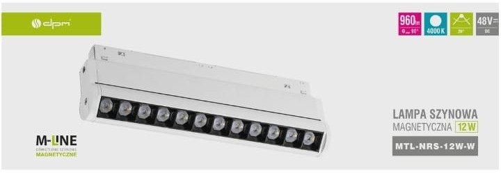 Reflektor szynowy magnetyczny liniowy regulowany DPM M-Line 12 W biały (MTL-NRS-12W-W) - obraz 5